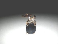 Vintage Gold Vermeil 925 Sterling Silver Dark Blue Sapphire X Pendant Necklace