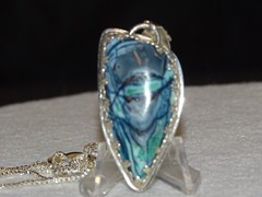 OUTRAGEOUS HANDCRAFTED POLYHEDRAL GEM CHRYSOCOLLA/COPPER PENDANT RARE MATERIAL