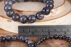 IOLITE Crystal Bracelet – Round Beads – Beaded Handmade Healing Jewelry, E1621