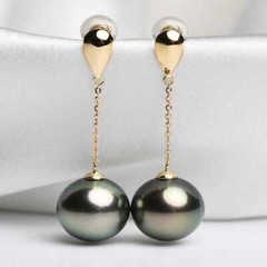 Fashion 16MM Peacock Blue Shell Pearl Earrings 18K Bohemian Gemstone Ear Cuff