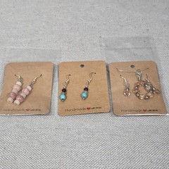 3 Pair Of New Handmade Earrings 1 Pendant Pink Teal Black Gray Orange Silver