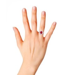 925 Sterling Silver 8X10 MM Red Cubic Zirconia Premium Adjustable Ring