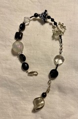 Gorgeous Artisan Lampwork Beaded Bracelet In Black And White Adjustable To 9”