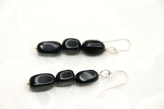 Onyx Black Onyx 7mm x 9mm Rectangle Gemstone .925 Sterling Silver Earrings 2″