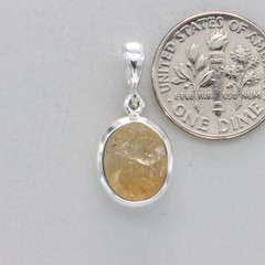 925 Sterling Silver Natural Raw Cut Yellow Citrine Oval Pendant – Rough Gemstone