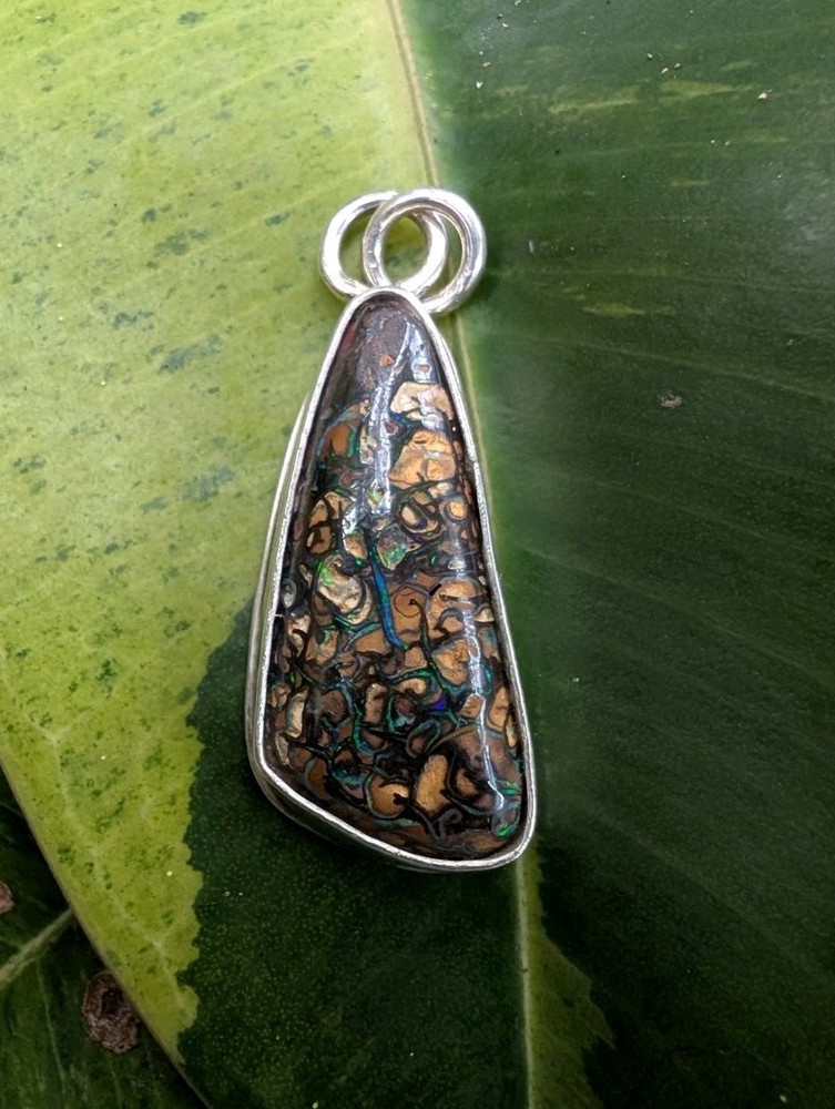 Australian Boulder Opal Artisan Hand Made Sterling Silver Pendant .A24c