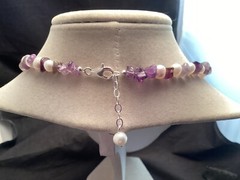 Sterling Semi-round Cultured Freshwater Pearl And Amethyst Chip Necklace 19.5”