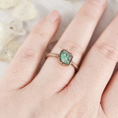 Size 7.5 Raw Emerald Ring, Antique Copper, Natural Stone Crystal, Boho Jewelry