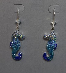 Handmade Crystal/Sterling Silver Dangle Earrings – SEAHORSES