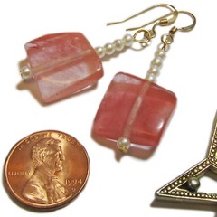 Reclaimed Treasures–Apricot Pink Glass Necklace and Earring Set By SoniaMcD