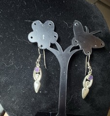 Goddess Sisters Silver Earrings Amethyst Wicca Pagan Symbol Gift 2” ~4g