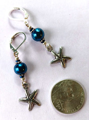 double HEMATITE Silver color drops LEVERBACK handcrafted Silver Pl #825