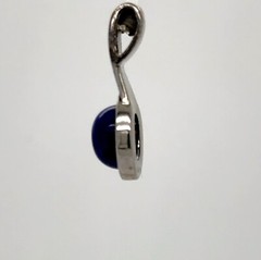 Natural, Genuine Blue Round Circle LAPIS LAZULI Pendant 925 STERLING SILVER #99