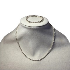 ITALY 925 Sterling 18 Inch Necklace & 7″ Bracelet Ball Chain Set