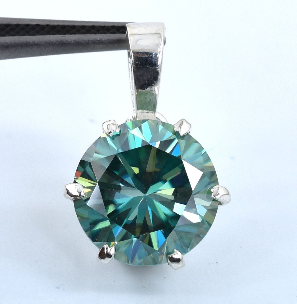 RARE 6 Ct Certified Blue Diamond Pendant Necklace-FREE Diamond studs.Free Tariff