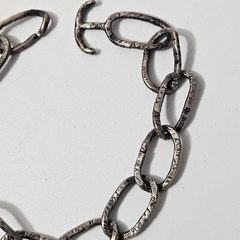 Sterling Silver Chain Link Textured Bracelet Artisan Toggle Clasp 19.2g