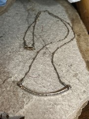 36. 14/20 G.F.,925 Sterling Silver Lab Diamond Curved Bar Statement Necklace 18″