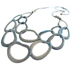 TAGUA NUT NECKLACE bib jewelry artisan handmade Ecuador. unique gift GRAY NWT