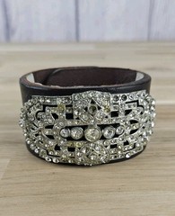 Made In The Deep South Vintage Leather Rhinestones Bracelet Boutique Artisian
