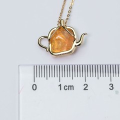 Teapot Mexican Fire Opal & Diamond, Tsavorite Pendant Necklace 18K Yellow Gold