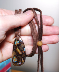 48cts Australian Boulder Opal genuine leather Necklace Beautiful pattern