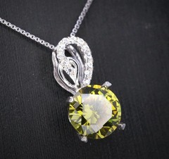 8mm 2ct Round Peridot Necklace – Sterling Silver Halo Lab Created Peridot