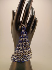 Chainmail 12 in 1 Weave Gauntlet Bracelet in Silver & Royal Blue Aluminum