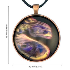 Pendant Necklace Handmade «Stormy Skies» Copper Bezel & Tray 38mm Black Cord