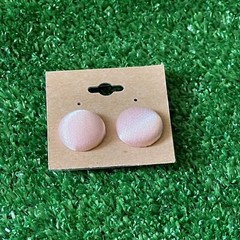 Handmade Button Earrings Stud Light Pink Satin Fabric Retro 80s Club Style NEW