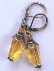 TOPAZ yellow NUGGET CRYSTAL drop Lever back U CHOOSE X2