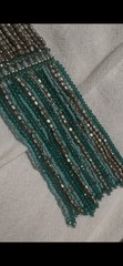 Himalayan Gems Blue & Silver Beaded Fringe Tassel Bib Necklace, Adjustable