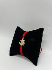 Red Cord Bracelet Braided Textile Frog