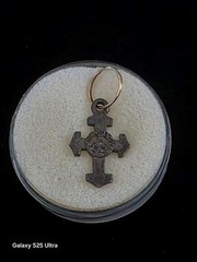 New LEE BREVARD Oxidized Silver Pave Peace Cross Black CZ Earring ~ Retail $600