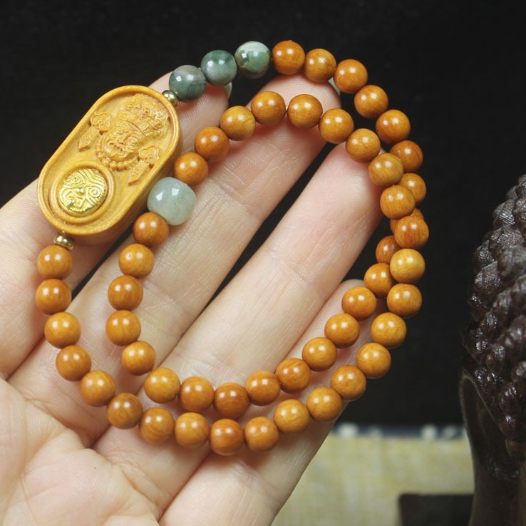 6mm Sandalwood Double-Bead Buddhist Prayer Bead Bracelet for Women Yoga Bracelet