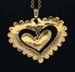 24” 925 Gold Vermeil Necklace w/925 Sterling & Brass Heart By Jeep Collins 22.4g