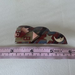 Vintage House Pins Lucinda Yates Man in the Moon Face Star Wall Wavy Brooch