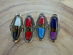 Alpaca Silver Epoxy Adjustable Ring – Handcrafted Silver Epoxy Rings – Almond
