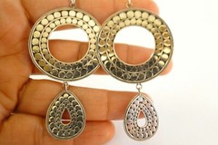 Round No Stone Chandelier 925 Sterling Silver Dangle Drop Earrings