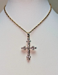 Lovely Gold Vermeil Sterling Silver Diamond Accent Cross Pendant Necklace Signed