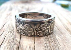 Coin ring «Handmade» from AUSTRALIA 50 CENT SILVER COIN in size 8-13 US