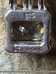 Vintage Bezeled Stone Pendant 925 Sterling Silver Omega Chain LT Thailand