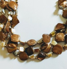 Himalayan Gems NEPAL Artisan Bronze Large Nuggets Necklace 3 Strands NWOT