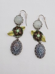 Sterling Silver 925 Fabric Crystal Quartz Dangle Drop Earrings