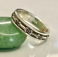 Greek Pillars Patterns Band Ring 999.Pure Fine Silver Bold, Pillars Design