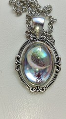 handmade cabochon spider web pendant necklace acrylic hand carved gothic jewelle