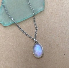 NATURAL MOONSTONE ARTISAN HANDMADE SUNDANCE CHARM NECKLACE SILVER JEWELRY