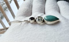 Arya Designer 925 S Silver Smoky Quartz, Prasiolite And Turquoise Drop Earrings