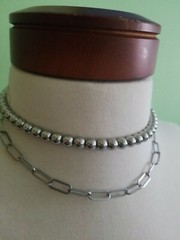 Stainless Steel hardware Beaded And Paperclip Layered Necklace designer style