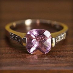 Size 9, vintage rose gold filled Sterling silver 925 engagement ring w/ pink cz