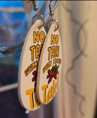 Handcrafted Faux Leather Teardrop Dangle Earrings White Chili Pepper Humor 2in